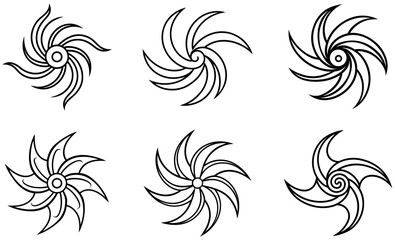 Fototapeta premium Geometric Spiral Pinwheel Black and White Vector Illustrations Designs 