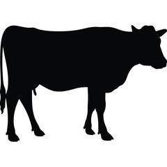 Silhouette of a Cow, Cow Silhouette, Farm Animal, Black Outline
