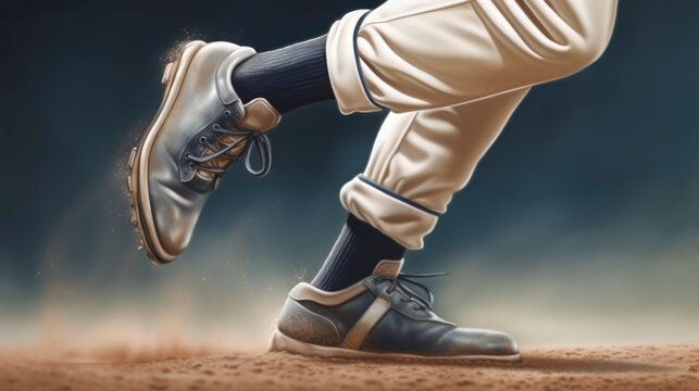 Baseball player runs to base