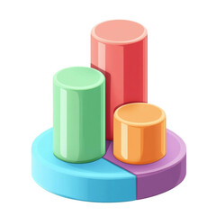 Colorful 3D cylindrical chart showing data segments on a circular base