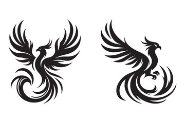 Phoenix bird silhouette with white background