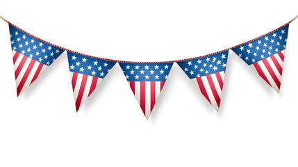 Obraz premium Decorative American Themed Bunting Flags with Stars and Stripes Design