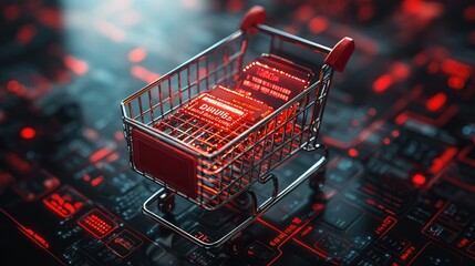 Digital shopping cart filled with data