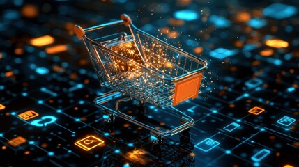 Digital shopping cart filled with data (1)