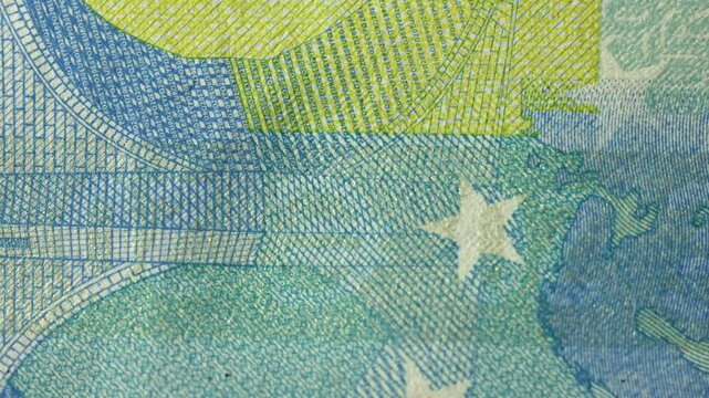 European paper bill of 20 euros. European bank paper bill inscription.
