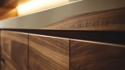 Carpenter installing a custom cabinet in a home. Featuring cabinet making and installation