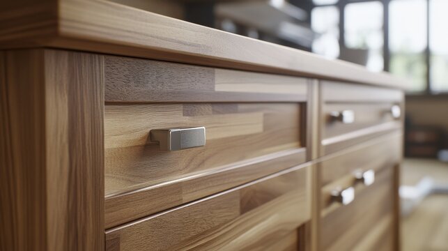 Carpenter installing a custom cabinet in a home. Featuring cabinet making and installation