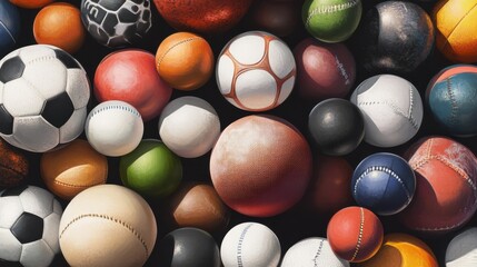 Variety of sports balls close-up illustration