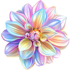 Fototapeta premium Pastel rainbow dahlia flower blossom vibrant petals soft colors nature beauty