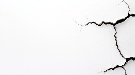 Cracked Ground on a Flat Surface with Stark White Background and Textured Detail