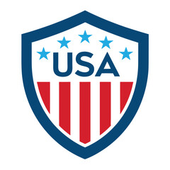 USA Shield Emblem Design on White Background  