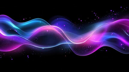 A vibrant abstract image showcasing colorful waves of light in purple, blue, and pink, creating a dynamic, fluid visual effect. illustration