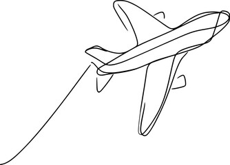 Obraz premium black line drawing on white background airplane.Generative AI
