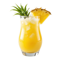 A refreshing tropical cocktail featuring pineapple and ice in a clear glass. Concept of summer drinks and relaxation.