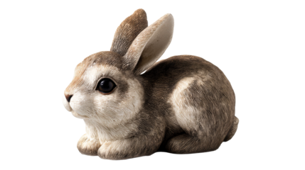 Realistic ceramic rabbit decoration with transparent background