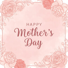 Happy mother's day floral greeting card background vector template