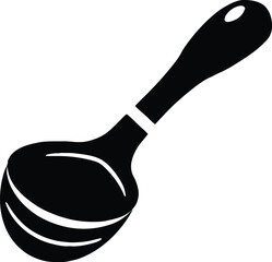 Black and white silhouette of a ladle, clean bold vector icon for everyday object design and branding