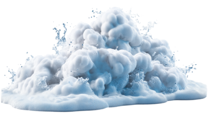 Realistic foam texture with bubbles on a transparent background