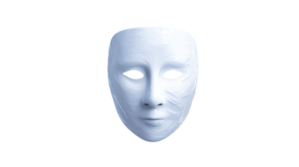 Unique white mask with serene expression and smooth features