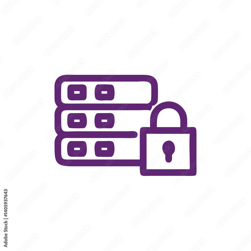 Poster secure server: an illustration showcasing secure servers, emphasizing the protection of digital data