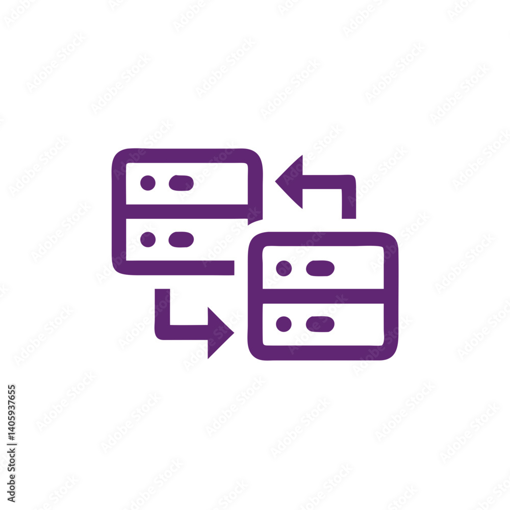 Poster data transfer icon: representing the seamless flow of digital information between interconnected dat