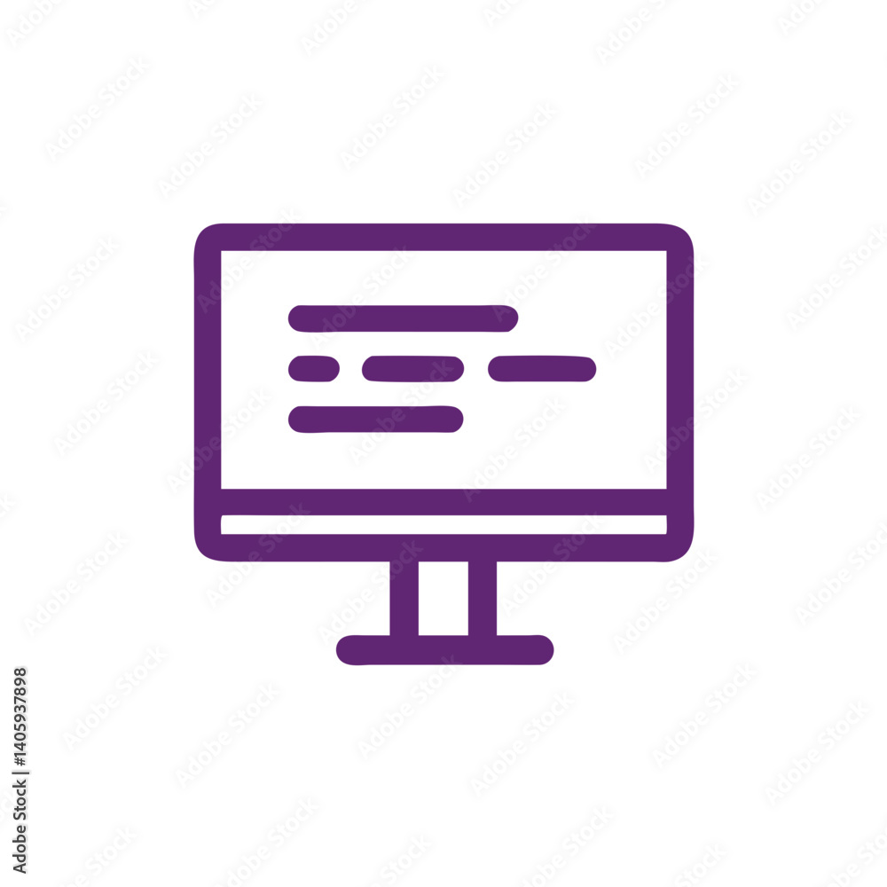 Poster digital display's purple outline: a minimalist digital display icon with a clean purple outline show