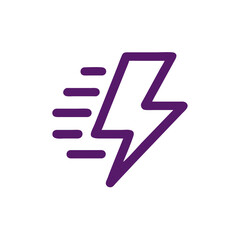 Purple Lightning Bolt Icon: A stylized purple lightning bolt icon, symbolizing speed, power, and energy. The design features motion lines, enhancing the sense of dynamism and quickness.