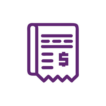 Business Receipt Icon: A minimalist icon of a business receipt featuring clean lines and essential details, embodying the essence of finance and transaction.