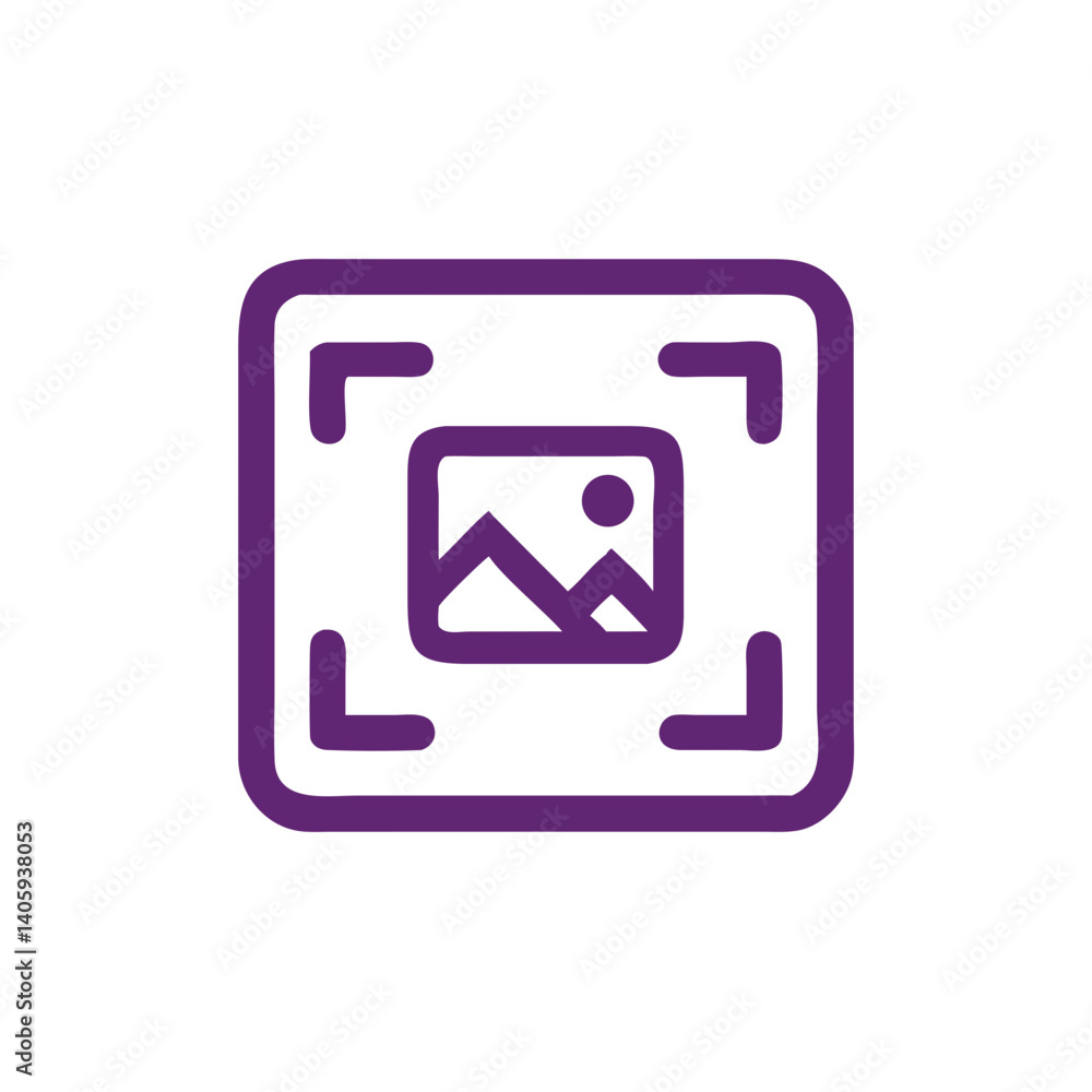 Poster capture icon: a stylized square-shaped icon depicting an image frame within a purple outlined square