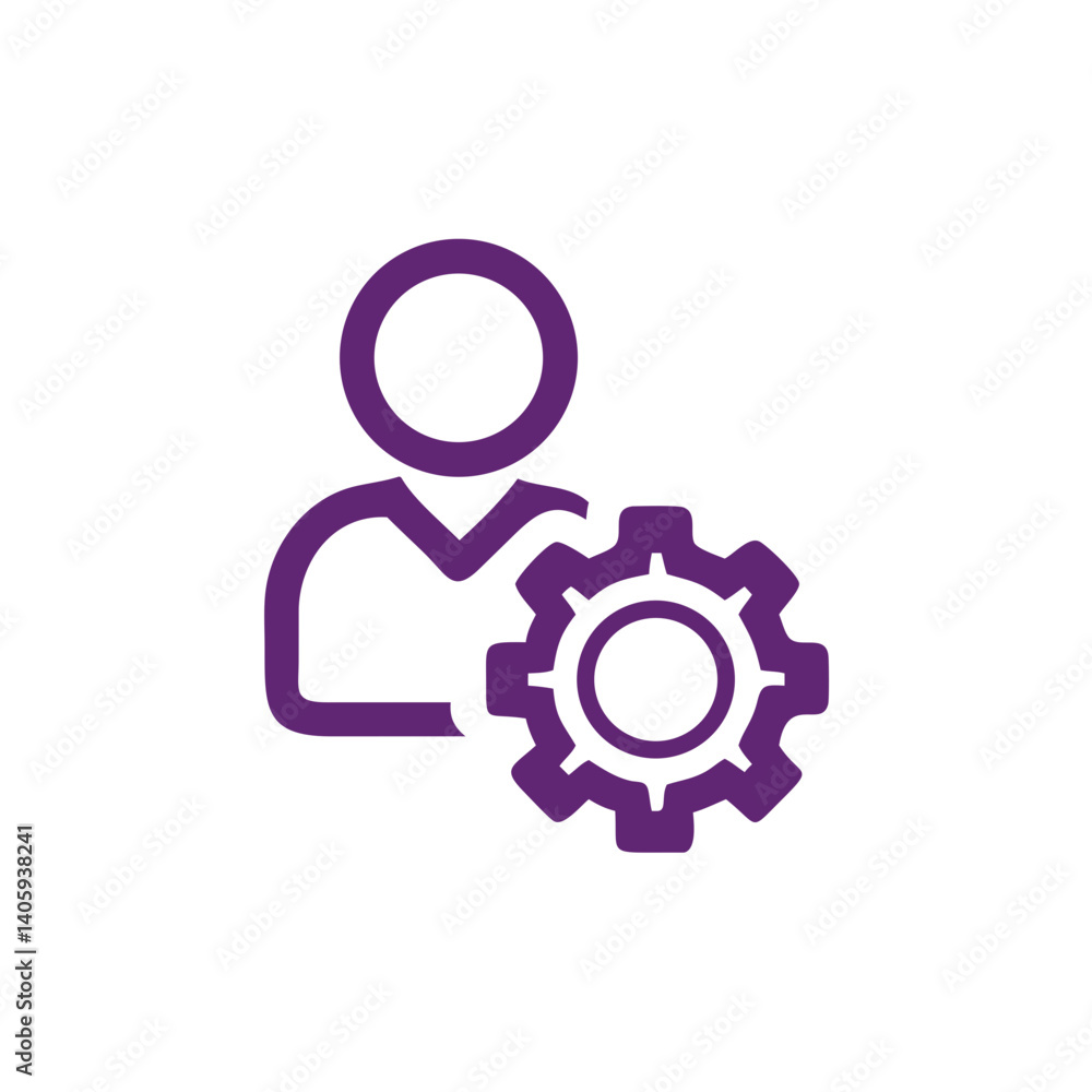 Poster operational user icon: a minimalistic, purple-hued icon symbolizes user engagement with technical pr
