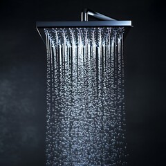 Elegant stainless steel rainfall shower for bathroom decor image