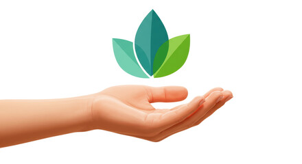 Isolated Hand Holding Leaf