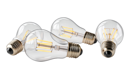 Decorative light bulbs arranged on a transparent background