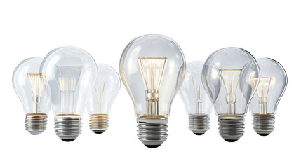Various light bulbs with transparent background for design use
