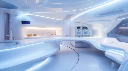 Modern medical facility interior blurred soft focus image