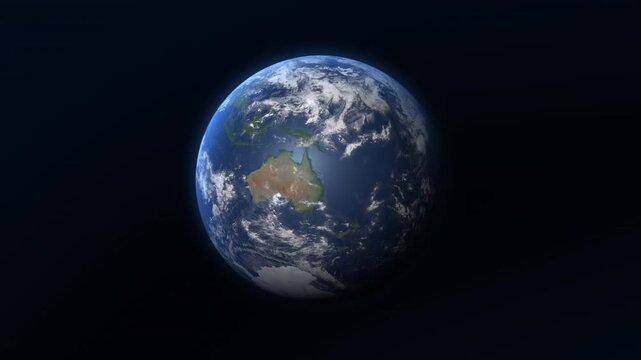 Isolated earth rotating in space. Australia seen from space. 3D animation.