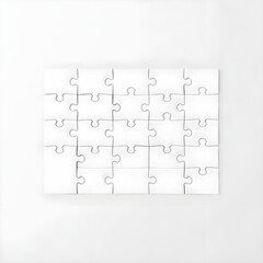 Blank white jigsaw puzzle  transparent  mockup