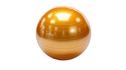 Exercise ball with a shiny amber finish on a transparent background