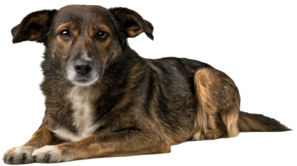 Calm dog resting on a transparent background