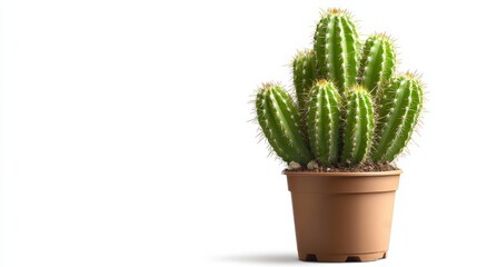 Potted cactus beautifully arranged in an elegant decorative container on white background