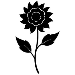 Floral flower silhouette isolated on white background