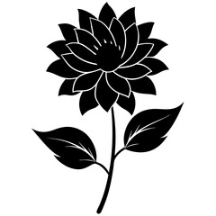 Floral flower silhouette isolated on white background