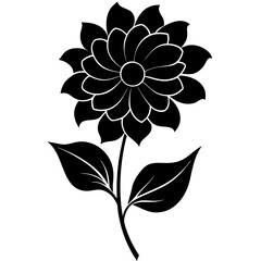 Floral flower silhouette isolated on white background