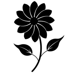 Floral flower silhouette isolated on white background