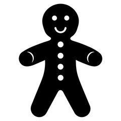 Gingerbread man silhouette vector isolated on white background