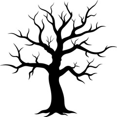 Obraz premium Halloween dead tree silhouette vector isolated on white