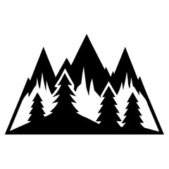 Obraz premium mountains with tree silhouette vector isolated on white background