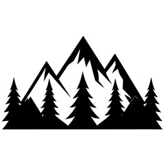 Fototapeta premium mountains with tree silhouette vector isolated on white background