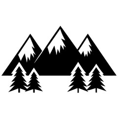 Obraz premium mountains with tree silhouette vector isolated on white background