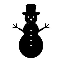 Snowman silhouette vector isolated on white background
